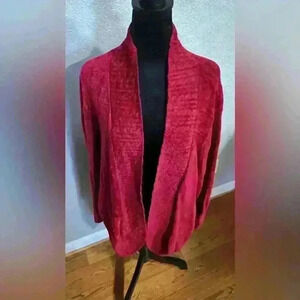 Ruby Rd.  Women’s Chenille Red Cardigan Sweater Size XL